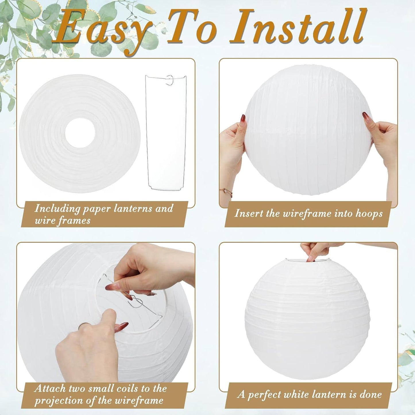 24 Linternas papel blanco 12pulg colgantes decoración