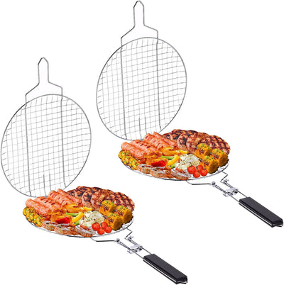 2 Cestas Redondas Parrilla 11pulg Acero Inox Asa