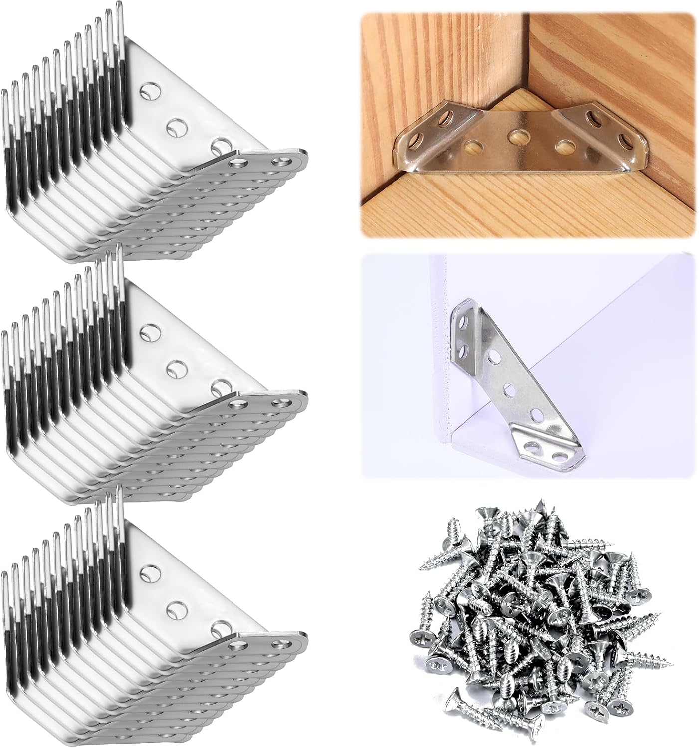 50 Pzas Soporte Universal Acero Inox para Muebles