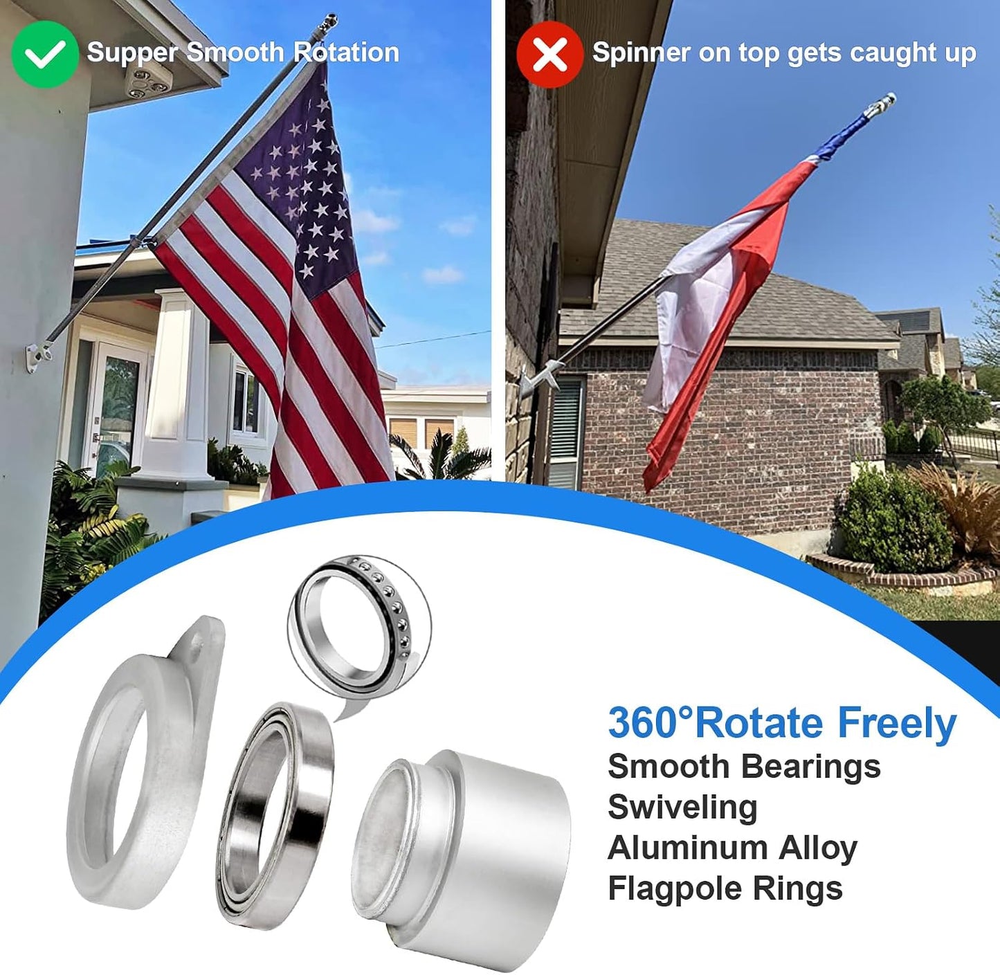 Mástil bandera fibra carbono 6ft anillos giratorios 5