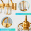 Lámpara de tocador dorada de 3 luces con cristal 23.62pulg