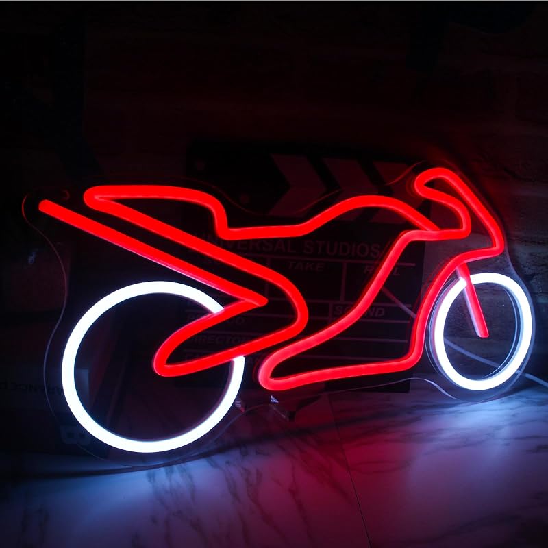 Letrero neón colgante para motociclista garaje dormitorio