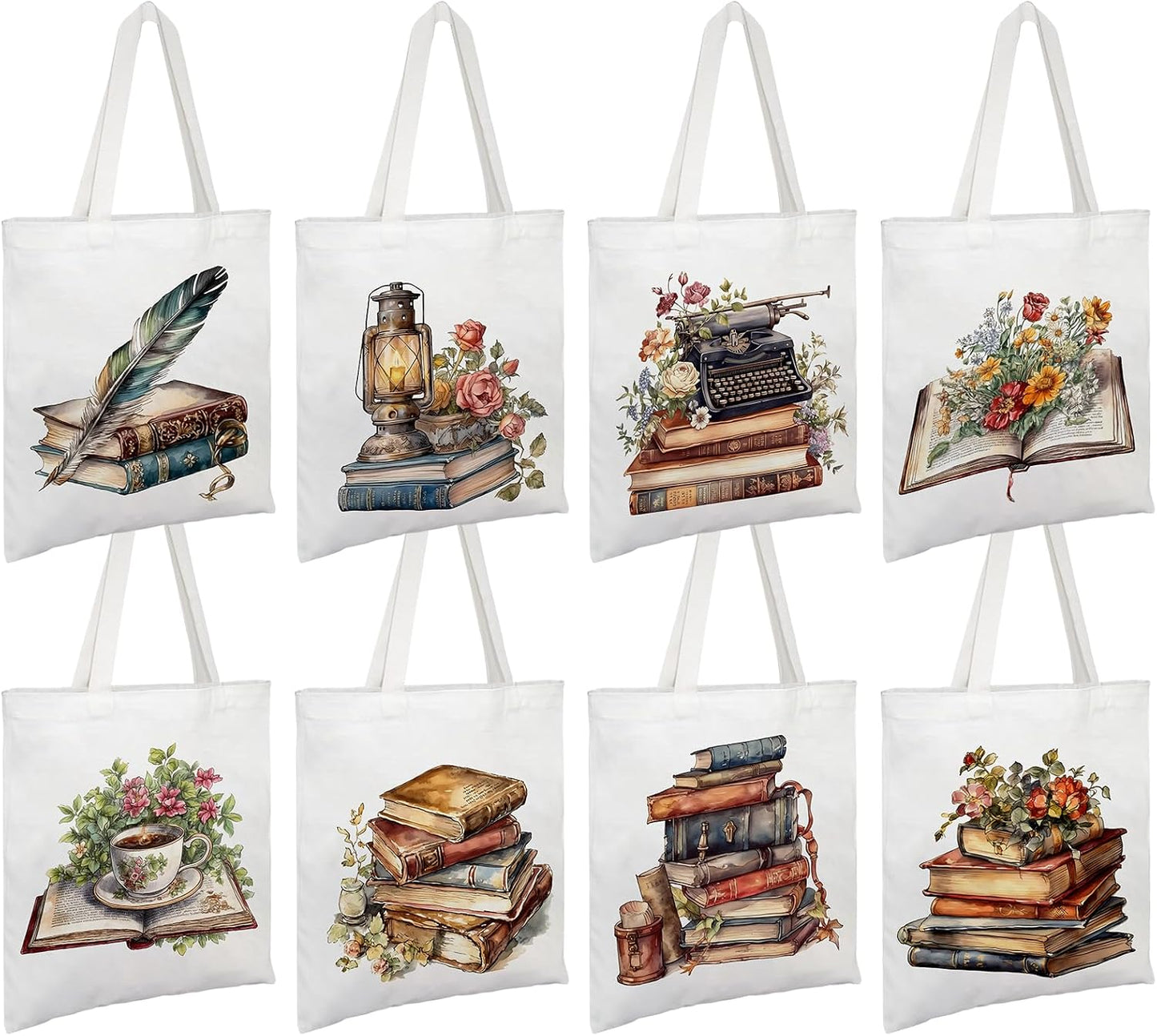 8 bolsas lona para amantes de libros mujeres