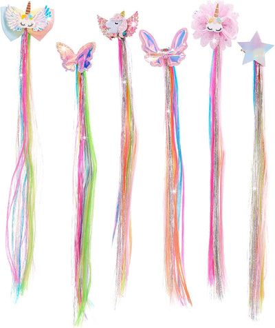 Set 6 clips peluca arcoíris flequillo unicornio colas niñas