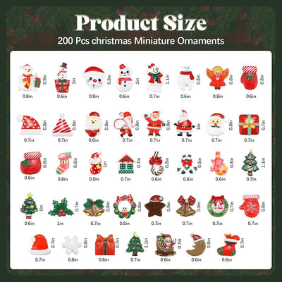 200 Pzas Dijes Resina Navidad para Manualidades