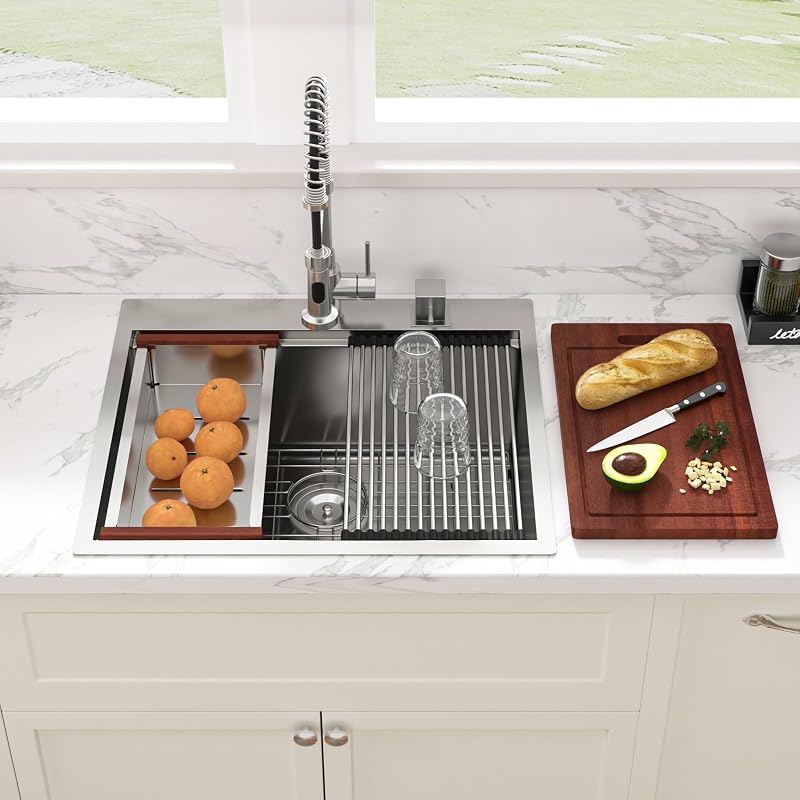 Fregadero cocina 25" estación trabajo acero inox