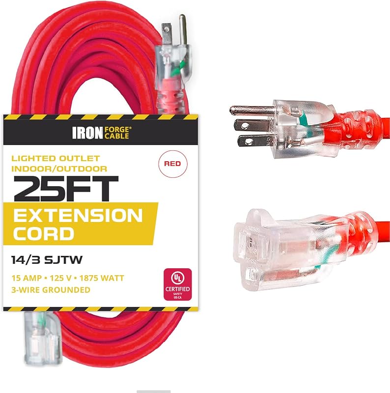 Cable extensión iluminado 25ft 15A para electrodomésticos
