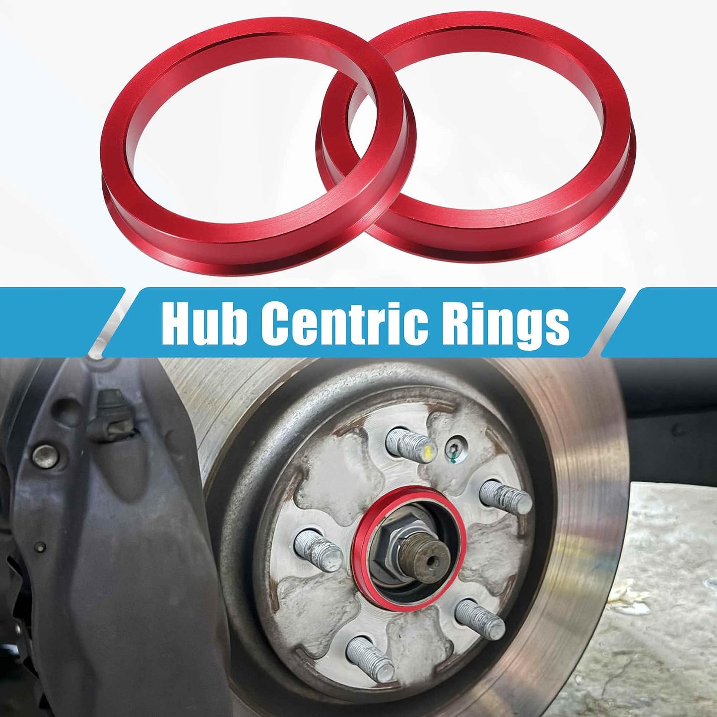 Anillos céntricos cubo auto OD 73.1mm ID 60.1mm rojo set