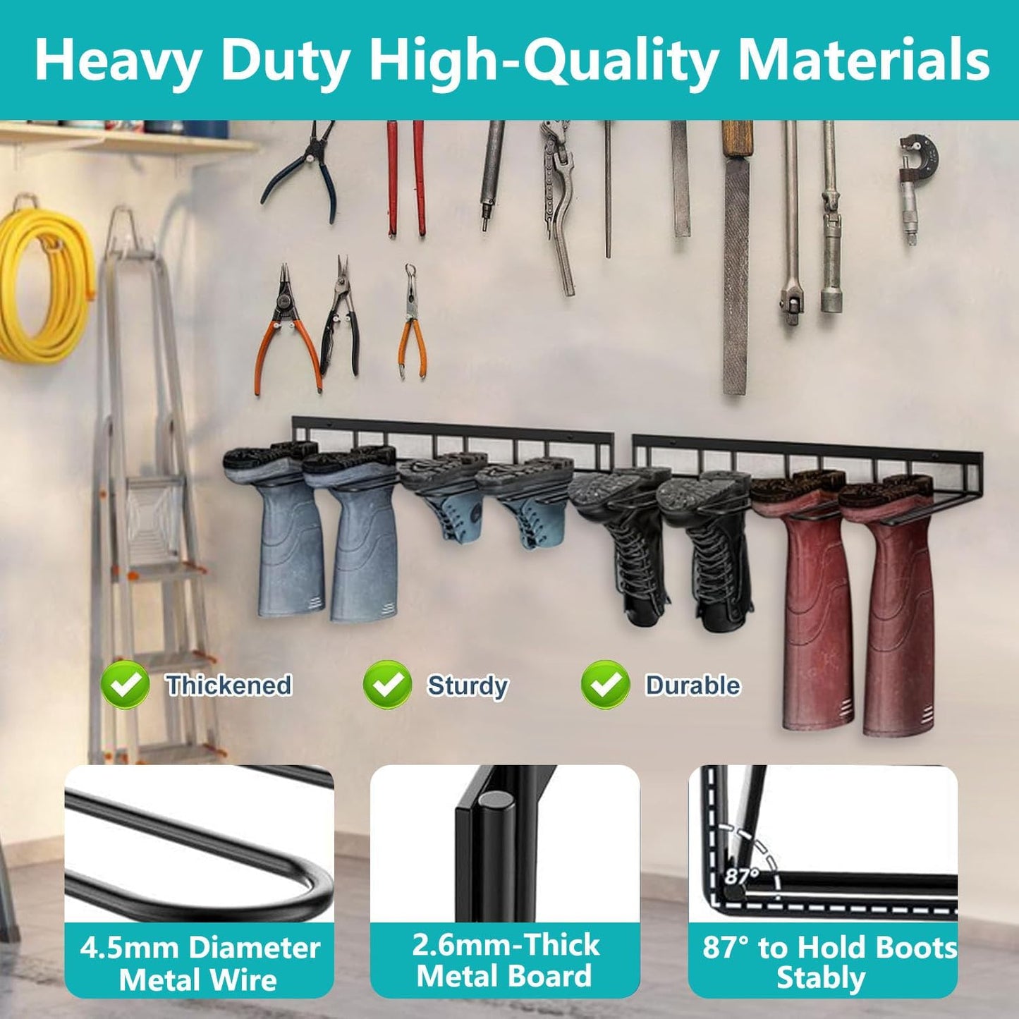 Estante para botas 4 pares perchas metal resistentes