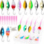 Kit 10 cucharas metal y señuelos plástico pesca