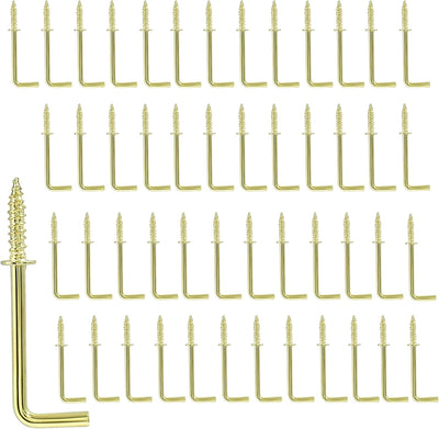 50 Ganchos Metal Forma L 1-1/4pulg Dorados