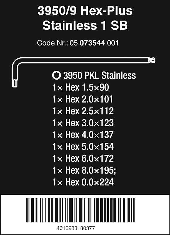 Set llaves hexagonales Pkl/9 Sb