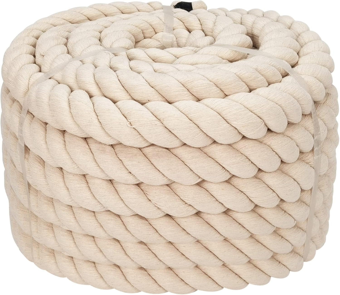 Cuerda algodón 1.5pulg x50ft trenzada gruesa deporte