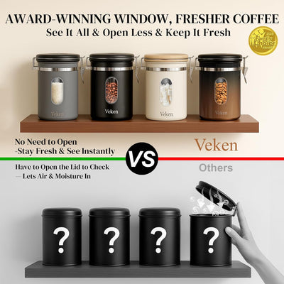 Bote hermético acero inox con ventana y cuchara para café grano