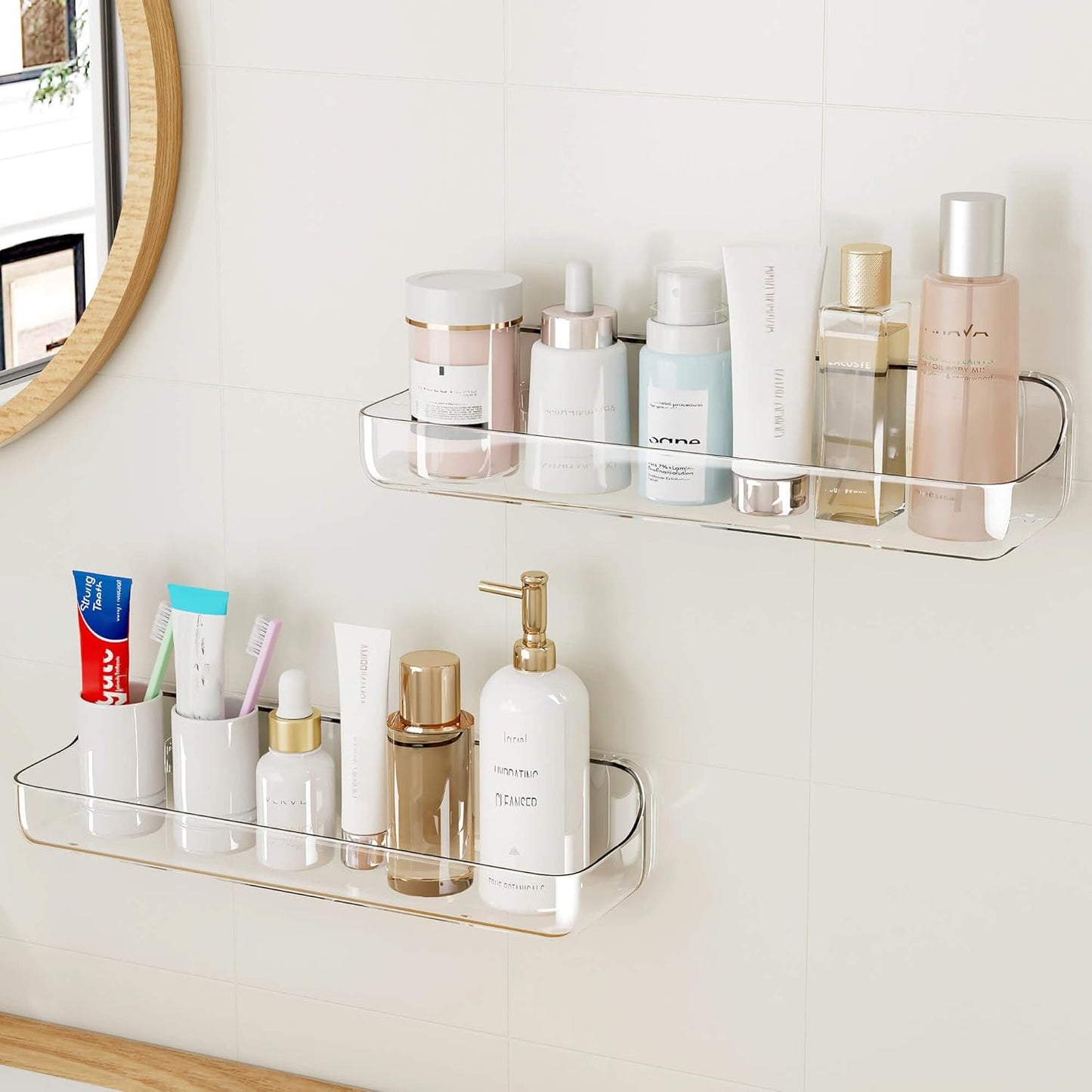 Estante adhesivo acrílico ducha con organiz.