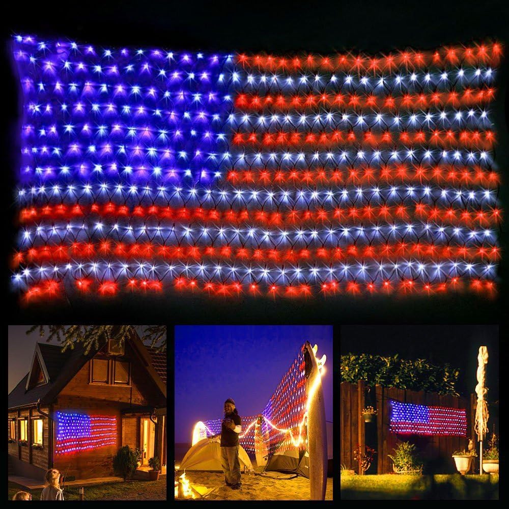 Luces LED bandera americana 420 luces 4 de julio
