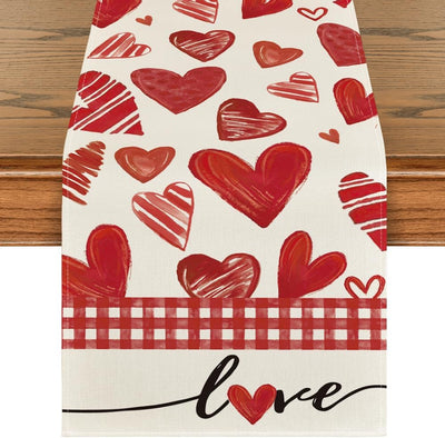 Camino mesa San Valentín corazón búfalo rojo 13x72pulg