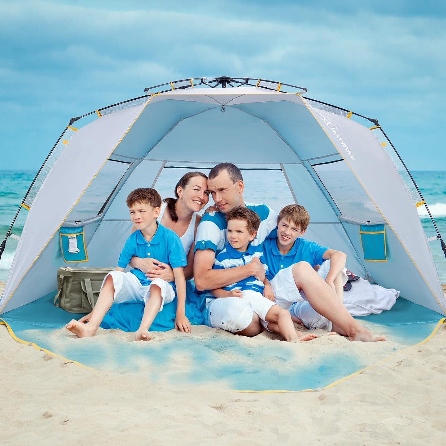 Tienda playa instantánea con porche extensible 110x57pulg
