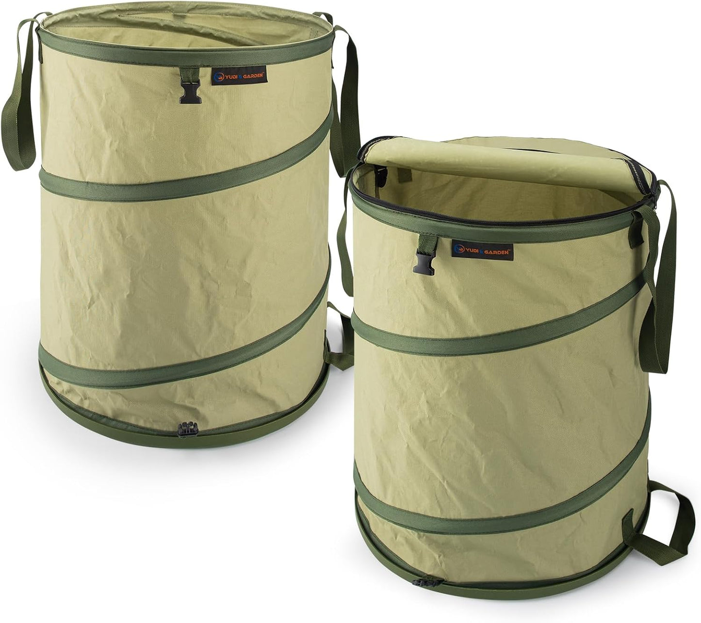 Cubo basura plegable 29gal bolsa jardín color verde set 2