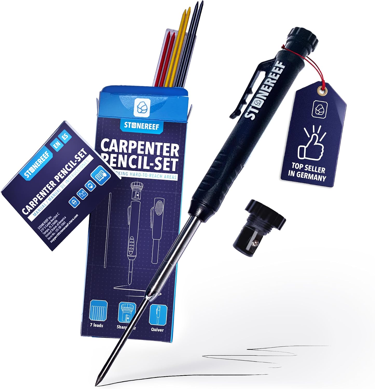 Set lápices carpintero con sacapuntas 7 recargas
