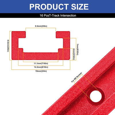 4 Set T-Track Intersección Kit Rojo Carpintería Universal