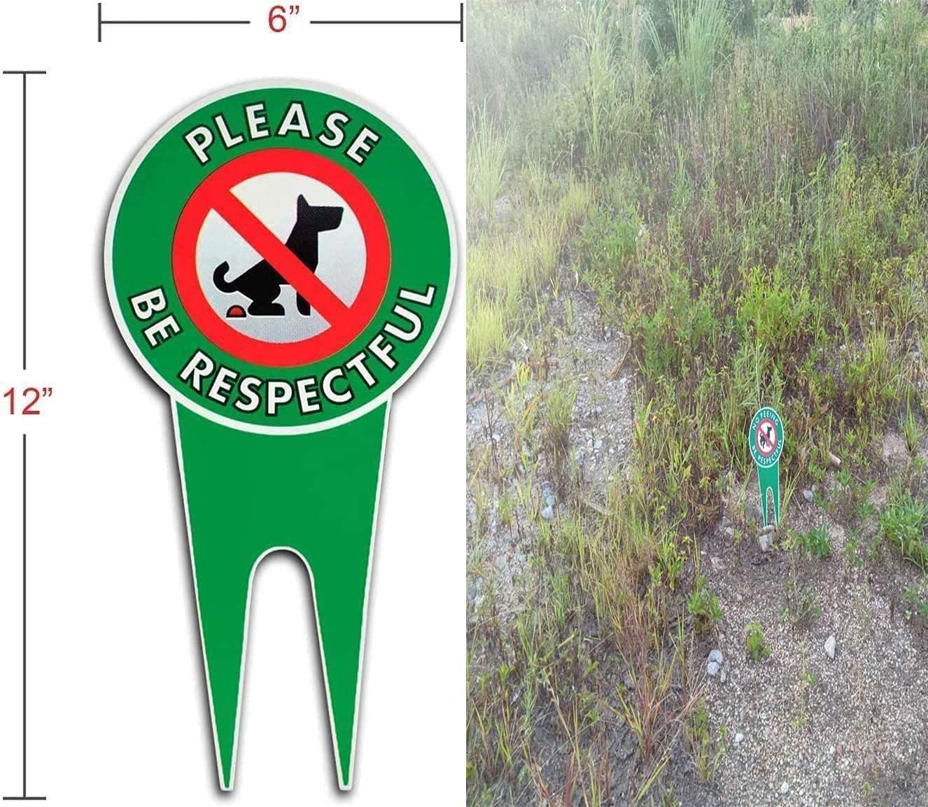 Letrero césped texto inglés no peeing be respectful