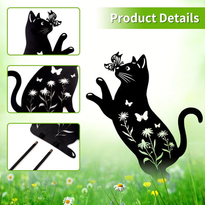 Estacas decorativas para gatos en jardín 2 pzas