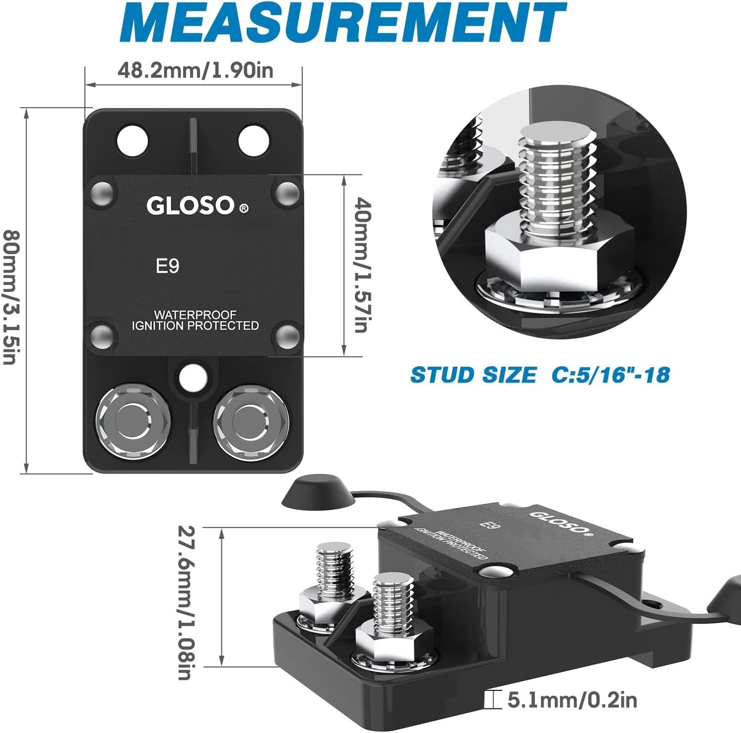 Interruptor circuito E9A IP67 80A montaje lateral