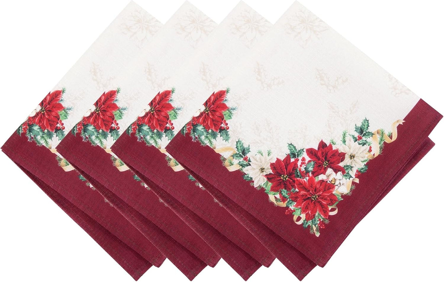 Set 4 servilletas navideñas con guirnaldas 17x17pulg multicolor