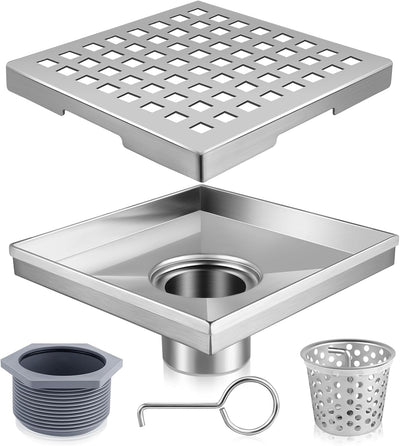 Drenaje ducha cuadrado 6pulg acero inox níquel cepillado