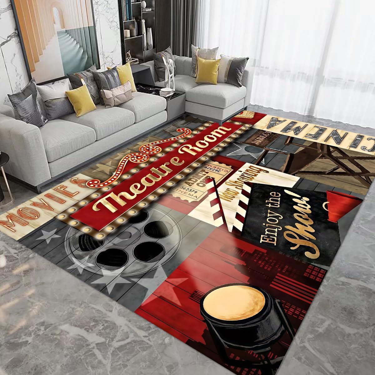 Alfombras área vintage antiderrap 5x7ft sala teatro