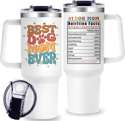 Vaso mamá de perro con asa tapa popote 1180ml