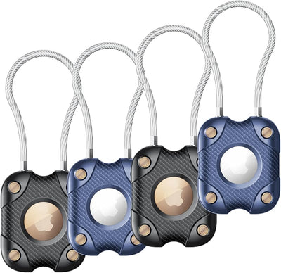 4 Soportes Airtag con Cable Llavero IPX7 Estuche Rígido 360