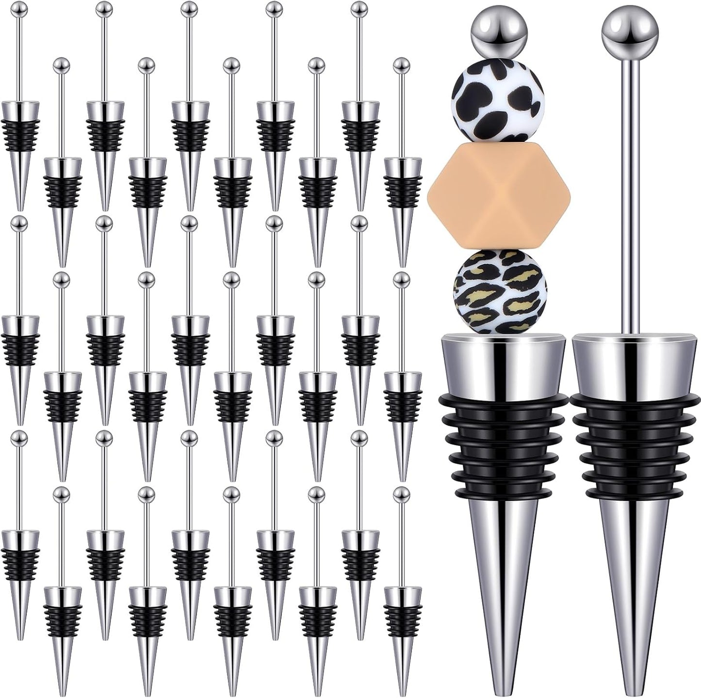 30 Tapones Vino con Cuentas Reutilizables para Regalos