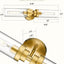 Lámpara tocador baño 22" oro cepillado vidrio transparente