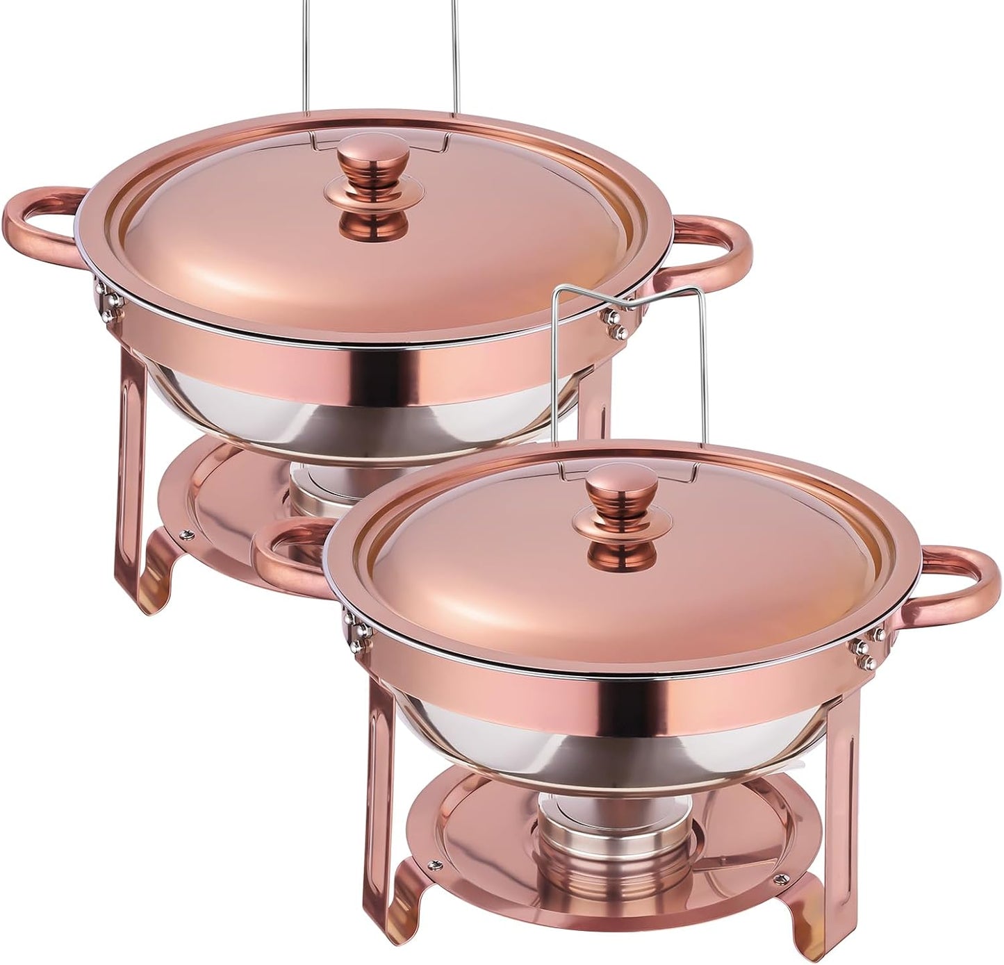 Set 2 Pzas Platos Bufé 5qt Calentamiento Alimentos Dorado