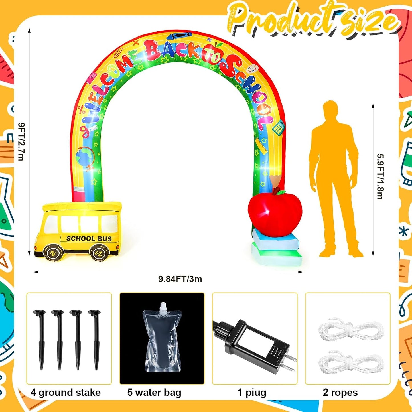 Arco inflable luces LED para fiestas y graduaciones arcoíris