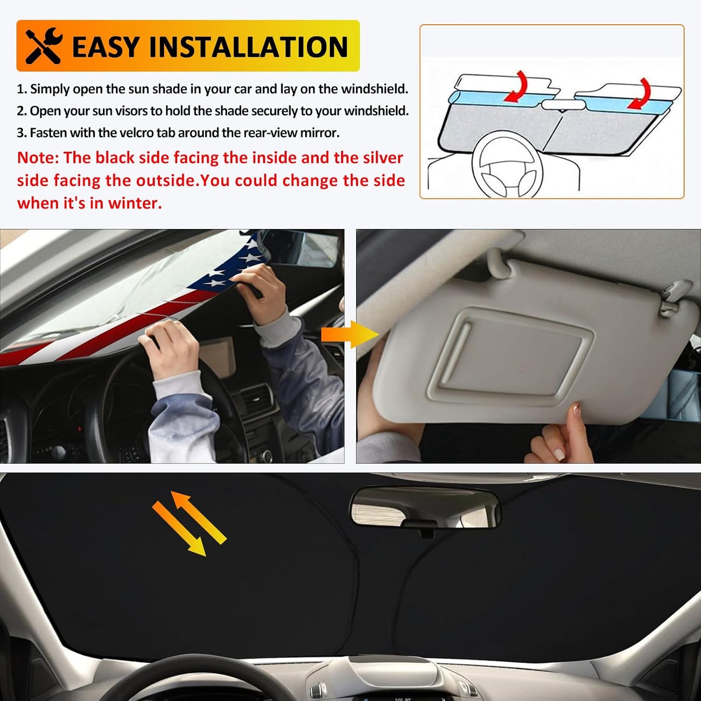 Parasol plegable para Ford Escape 20-25 con bandera EE.UU.