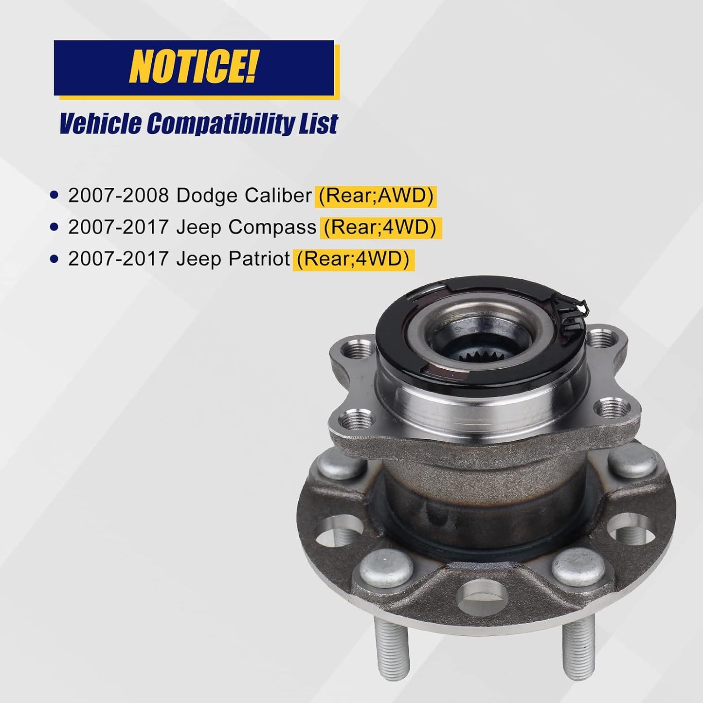 2 Rodamientos rueda trasera 4WD Jeep Compass 07-17