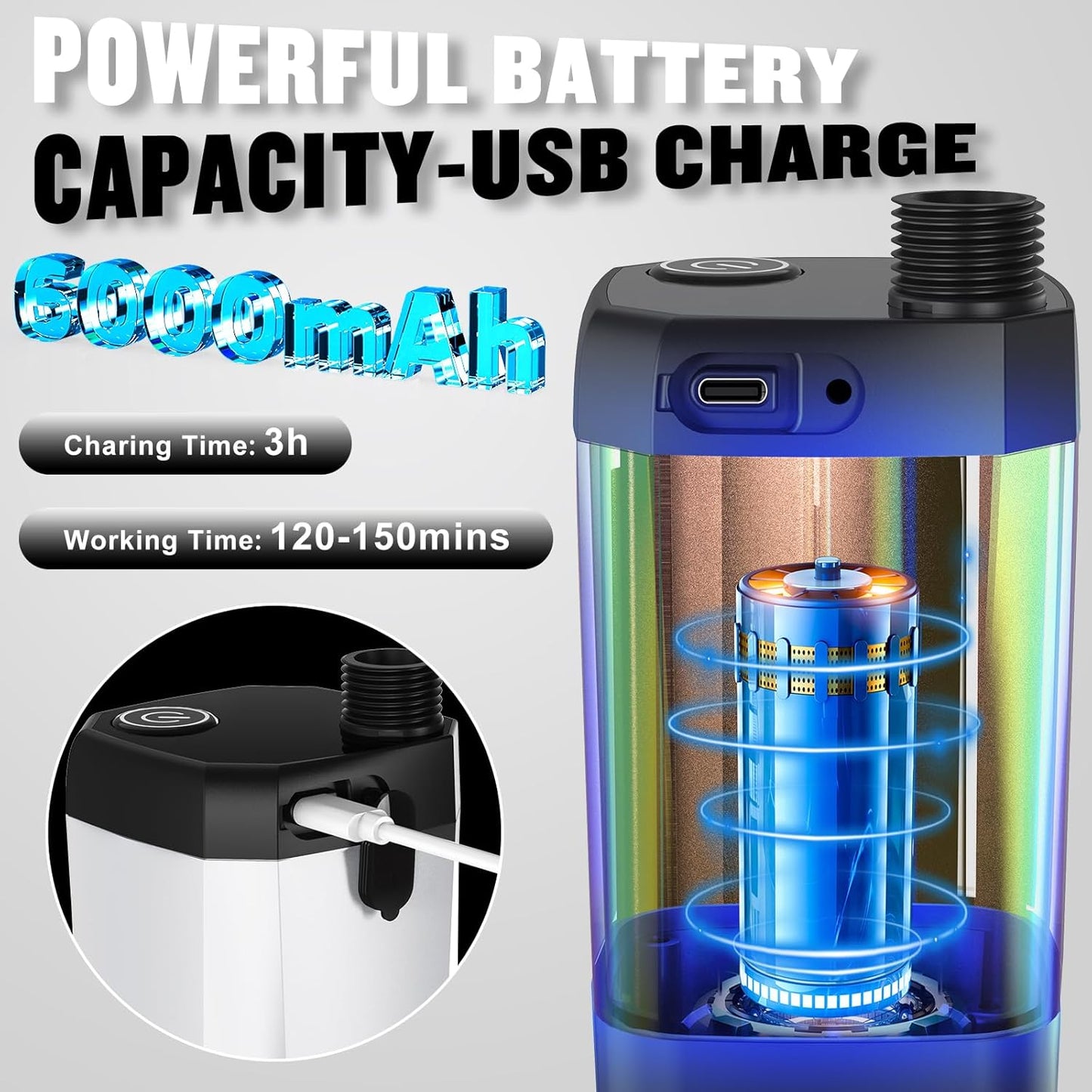 Ducha portátil campamento 6000mah con pantalla led 4 modos