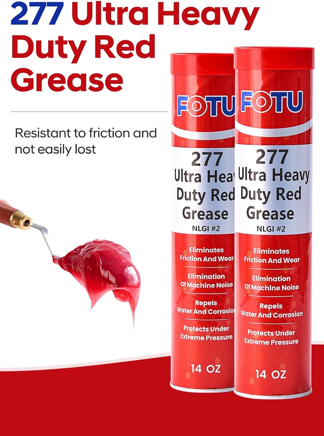 Grasa roja ultra resistente para rodamientos 2x14oz