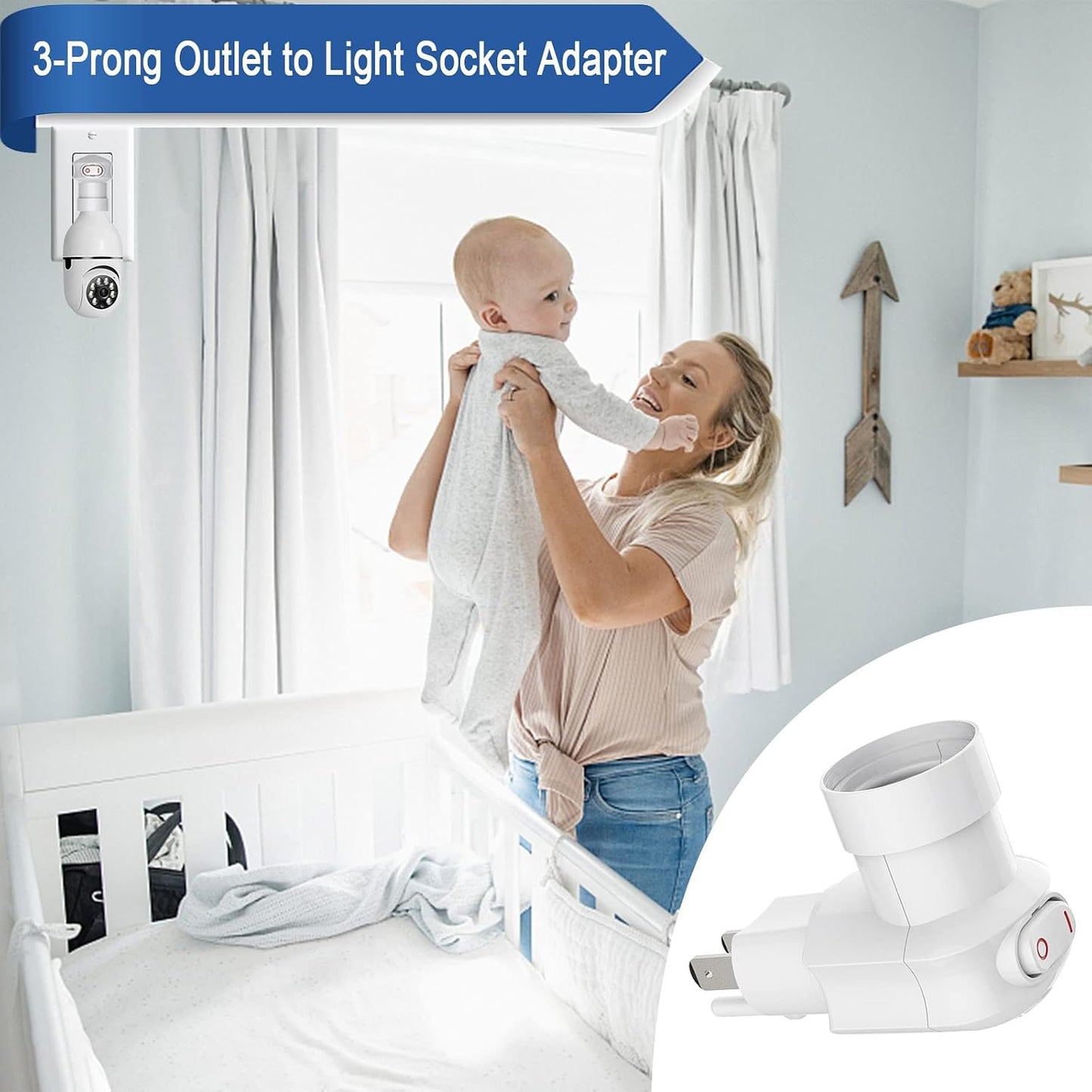 4 Pzas Tomas Luz Enchufables Giratoria con Interruptor