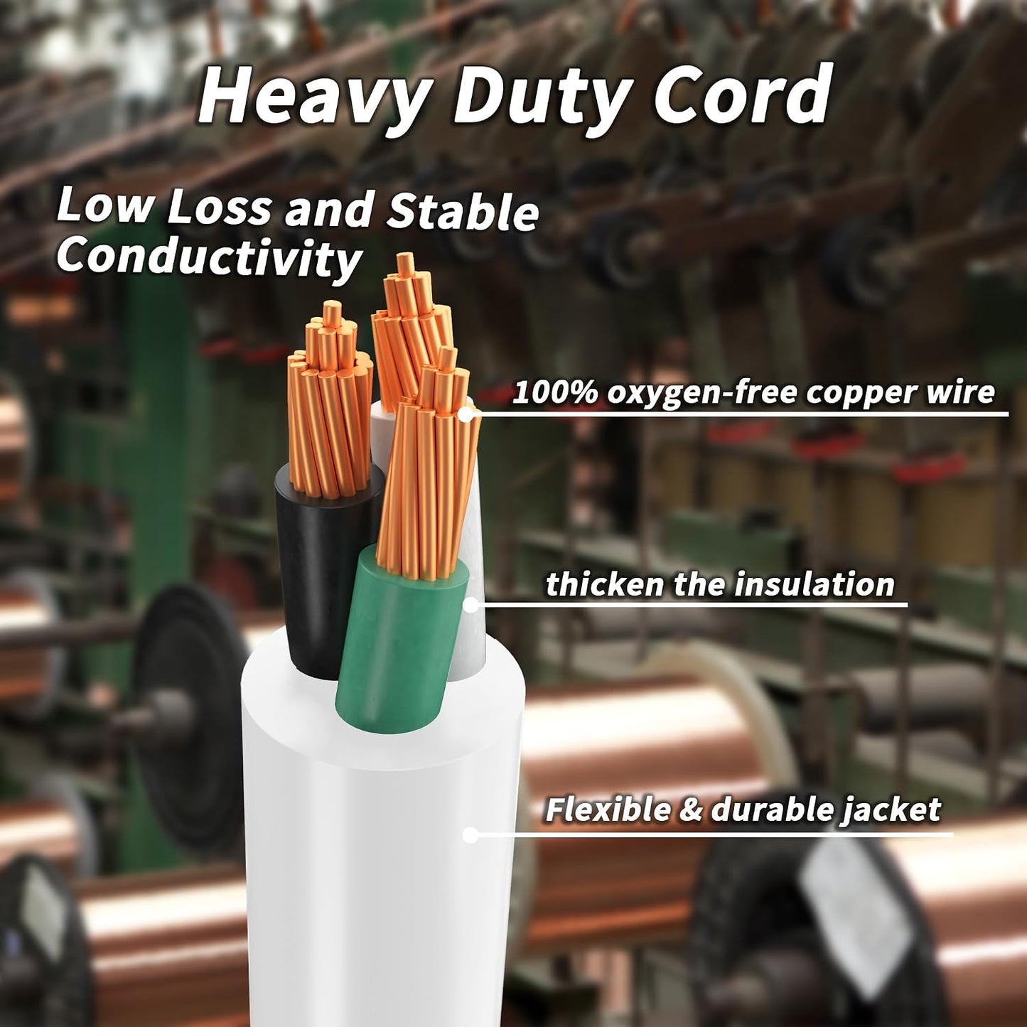 Cable extensión 9ft 16/3 exterior resistente agua frío -40°F