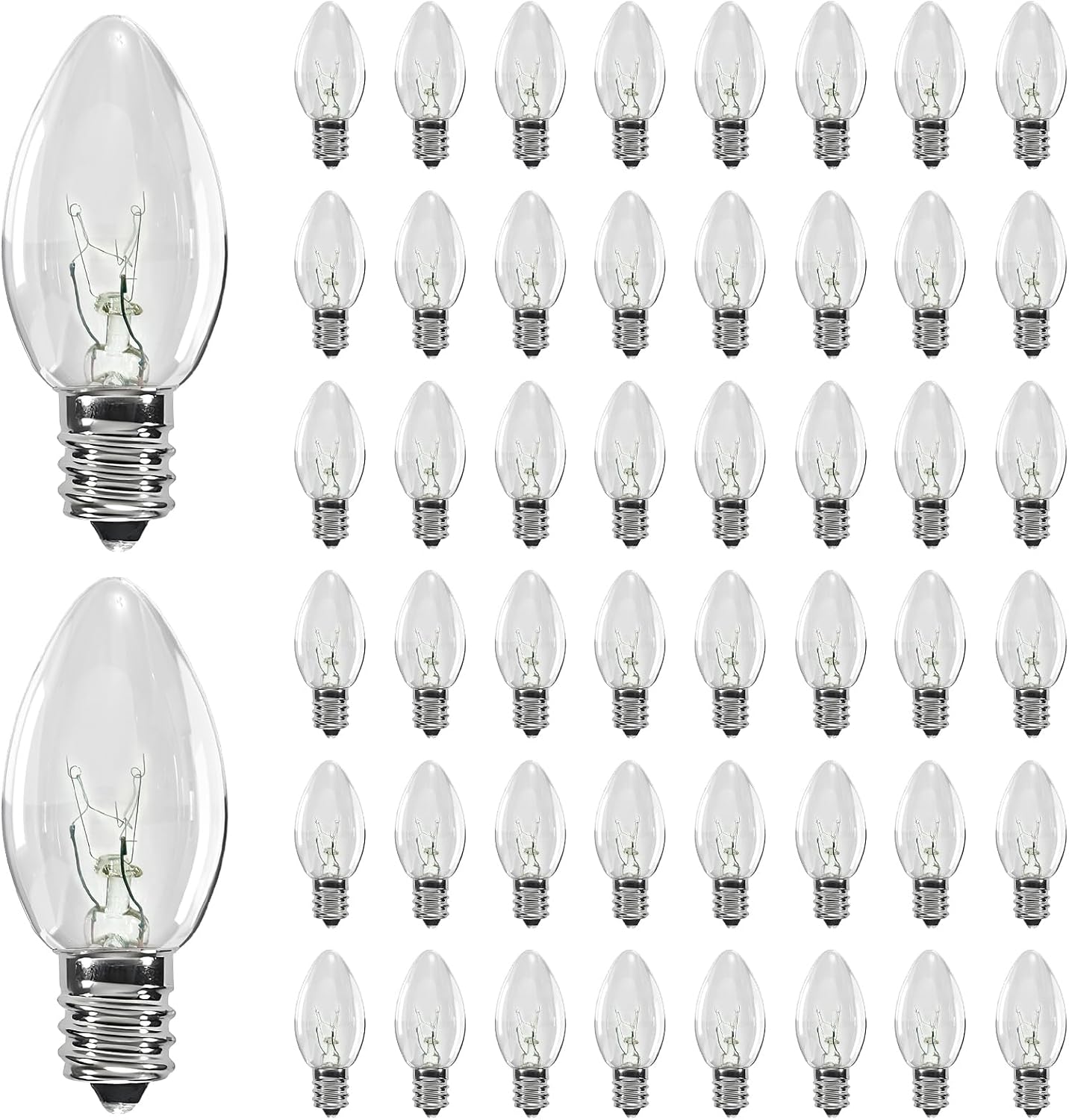 50 Focos C7 Transparentes Incandescentes para Luces de Navidad