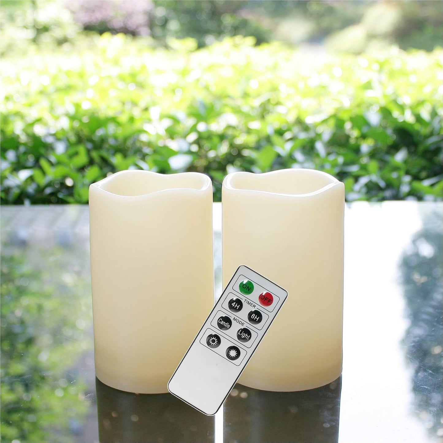 Vela LED pilar decorativa con control remoto y temporizador