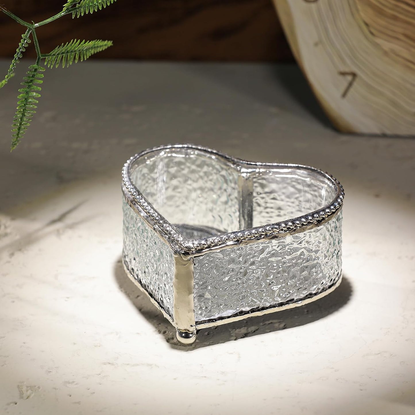 Caja cristal vintage para anillos y recuerdos 4x3.6"