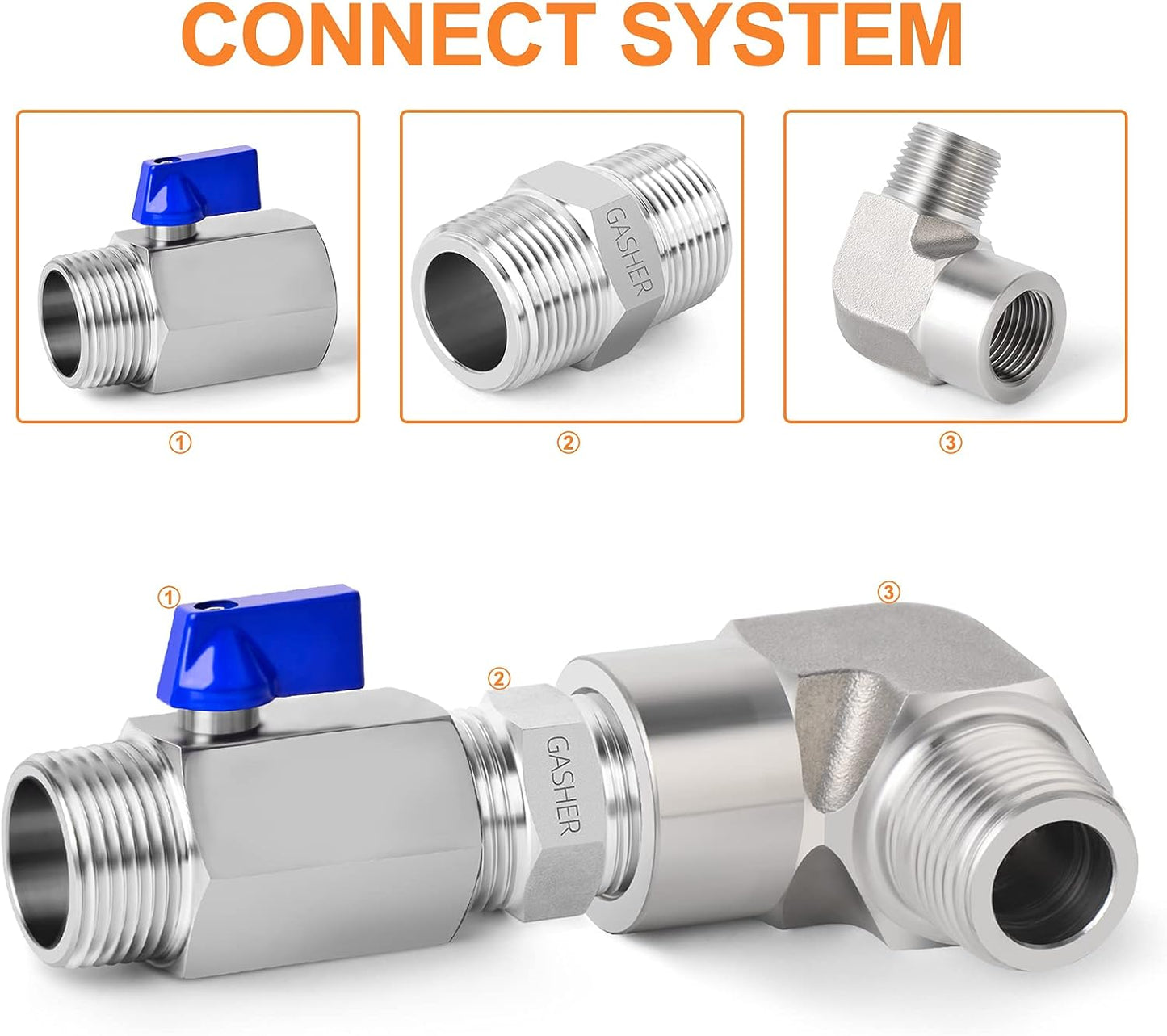 2 Pzas Codo 90° Acero Inox Tubo 1/2pulg Macho/Hembra