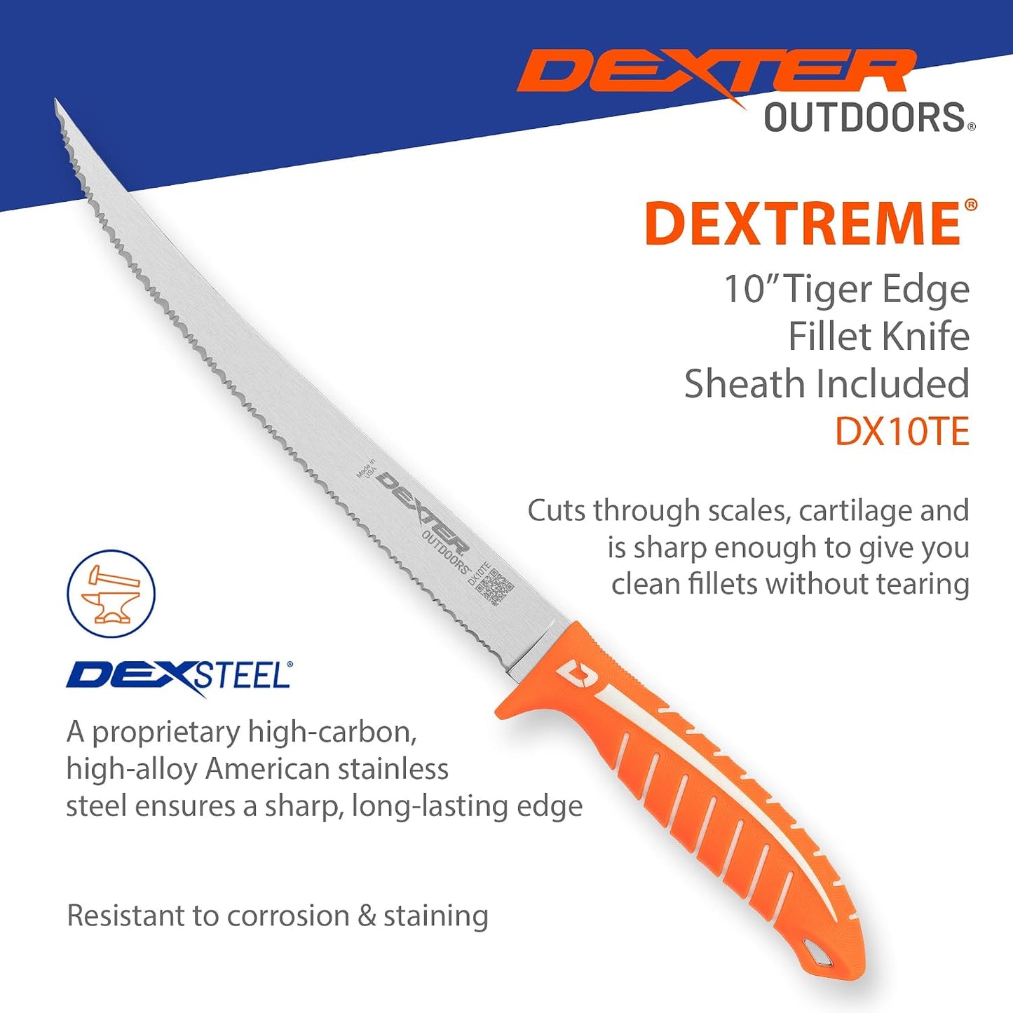 Cuchillo utilitario filete 10pulg bordes festoneados con