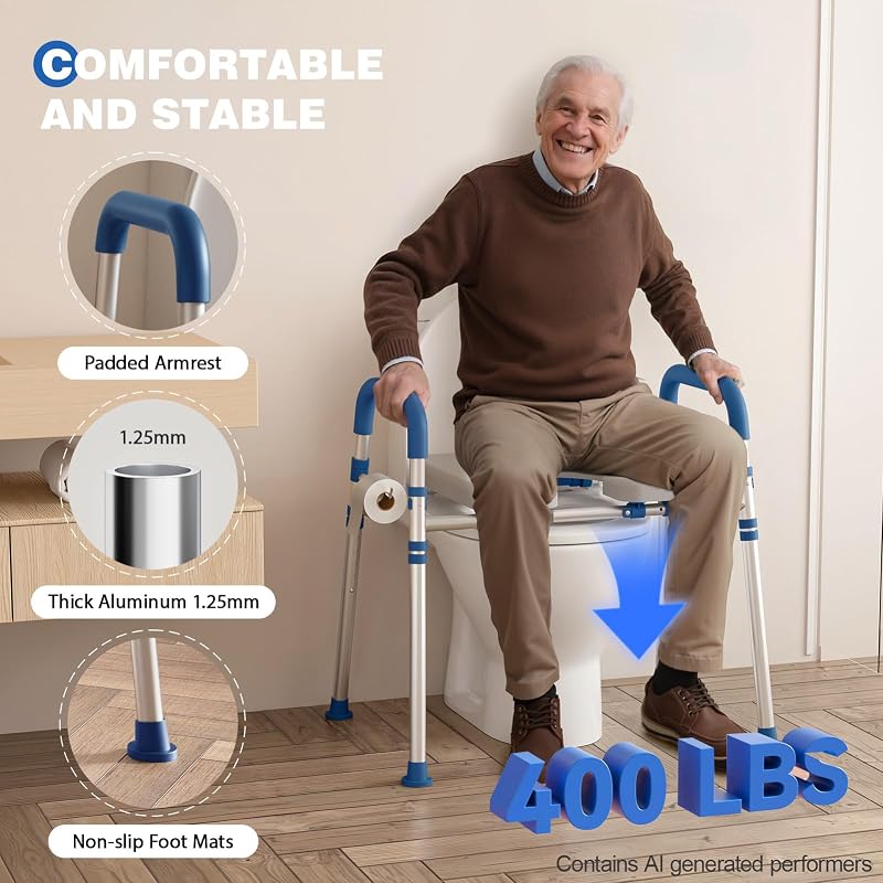 Asiento elevador inodoro con asas acolchadas 400lbs