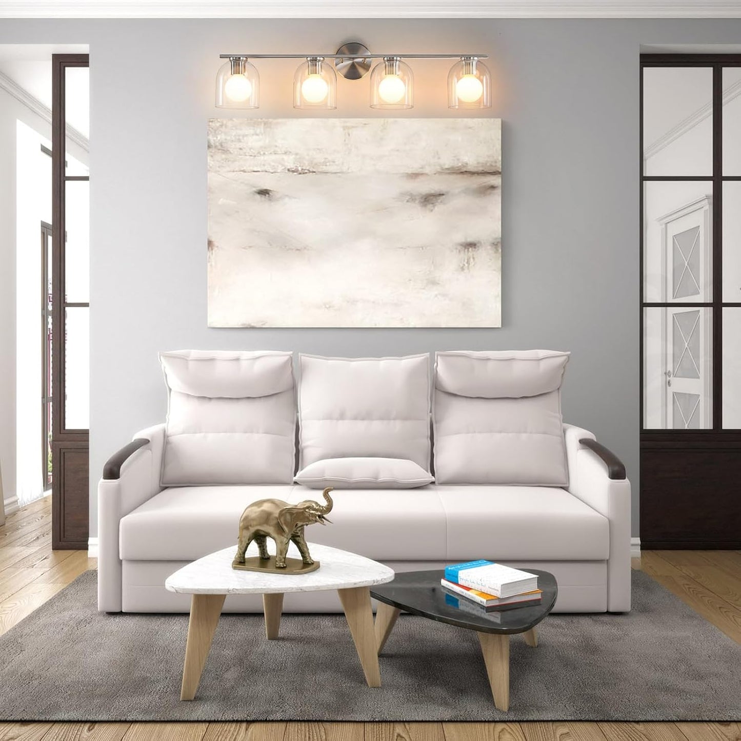 Lámpara baño 32pulg níquel cepillado 4 luces